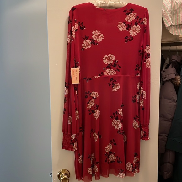 American Rag Red Floral Mesh Dress - Picture 7 of 10